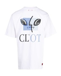 T-shirt à col rond imprimé blanc Clot