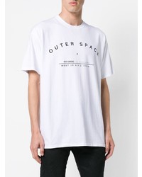 T-shirt à col rond imprimé blanc Raf Simons