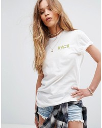 T-shirt à col rond imprimé blanc RVCA