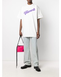 T-shirt à col rond imprimé blanc Vetements