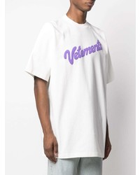 T-shirt à col rond imprimé blanc Vetements