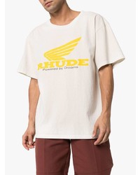 T-shirt à col rond imprimé blanc Rhude