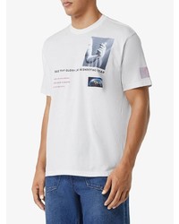 T-shirt à col rond imprimé blanc Burberry