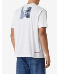 T-shirt à col rond imprimé blanc Burberry