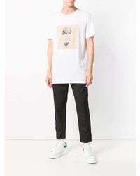 T-shirt à col rond imprimé blanc Alexander McQueen