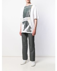 T-shirt à col rond imprimé blanc Maison Margiela