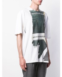 T-shirt à col rond imprimé blanc Maison Margiela