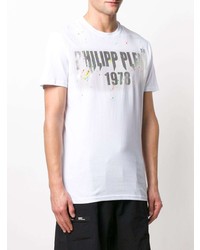 T-shirt à col rond imprimé blanc Philipp Plein