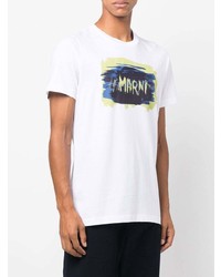 T-shirt à col rond imprimé blanc Marni