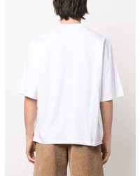 T-shirt à col rond imprimé blanc Marni