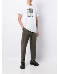 T-shirt à col rond imprimé blanc Maharishi