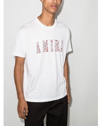 T-shirt à col rond imprimé blanc Amiri