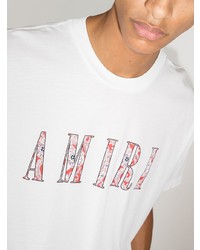 T-shirt à col rond imprimé blanc Amiri