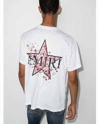 T-shirt à col rond imprimé blanc Amiri