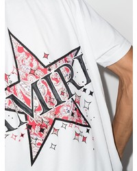 T-shirt à col rond imprimé blanc Amiri