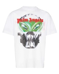 T-shirt à col rond imprimé blanc Palm Angels