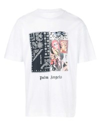 T-shirt à col rond imprimé blanc Palm Angels