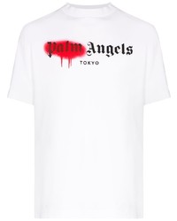 T-shirt à col rond imprimé blanc Palm Angels