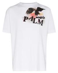 T-shirt à col rond imprimé blanc Palm Angels