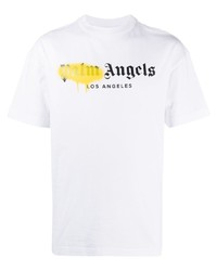 T-shirt à col rond imprimé blanc Palm Angels