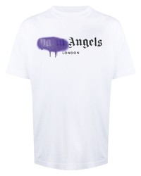 T-shirt à col rond imprimé blanc Palm Angels