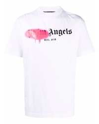 T-shirt à col rond imprimé blanc Palm Angels