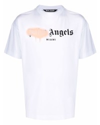 T-shirt à col rond imprimé blanc Palm Angels