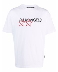 T-shirt à col rond imprimé blanc Palm Angels