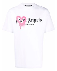 T-shirt à col rond imprimé blanc Palm Angels