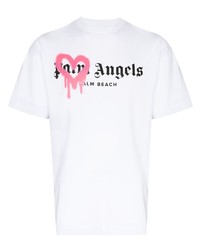 T-shirt à col rond imprimé blanc Palm Angels