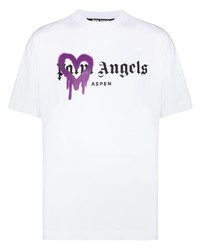 T-shirt à col rond imprimé blanc Palm Angels