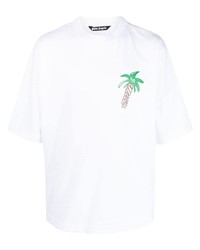 T-shirt à col rond imprimé blanc Palm Angels