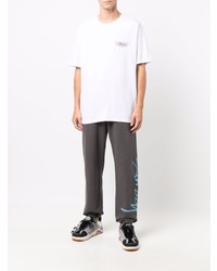 T-shirt à col rond imprimé blanc Stussy