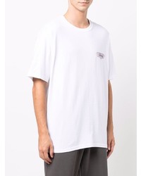 T-shirt à col rond imprimé blanc Stussy