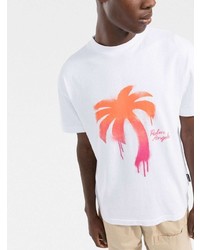 T-shirt à col rond imprimé blanc Palm Angels