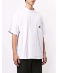 T-shirt à col rond imprimé blanc Wooyoungmi