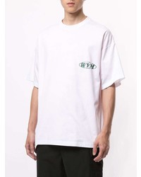 T-shirt à col rond imprimé blanc Wooyoungmi