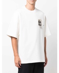 T-shirt à col rond imprimé blanc Jil Sander