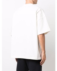 T-shirt à col rond imprimé blanc Jil Sander