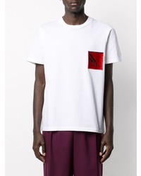 T-shirt à col rond imprimé blanc Marni