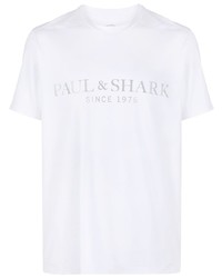 T-shirt à col rond imprimé blanc Paul & Shark