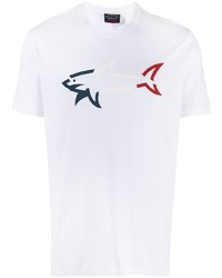 T-shirt à col rond imprimé blanc Paul & Shark