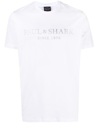 T-shirt à col rond imprimé blanc Paul & Shark