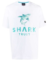 T-shirt à col rond imprimé blanc Paul & Shark