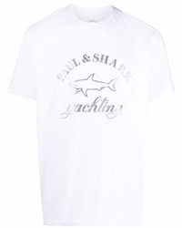 T-shirt à col rond imprimé blanc Paul & Shark