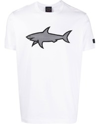 T-shirt à col rond imprimé blanc Paul & Shark