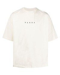 T-shirt à col rond imprimé blanc Paura