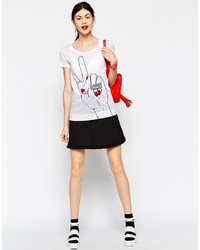 T-shirt à col rond imprimé blanc Love Moschino