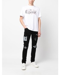 T-shirt à col rond imprimé blanc Amiri