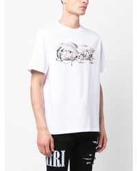 T-shirt à col rond imprimé blanc Amiri